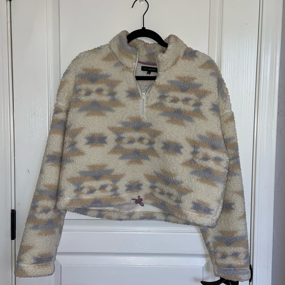 PacSun LA Hearts Printed Sherpa Half Zip